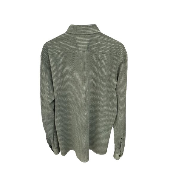 Hugo Boss Slim Fit Mens Green Button-Down Shirt W/ Micro Dot Pattern Long-Sleeve - Picture 3 of 8